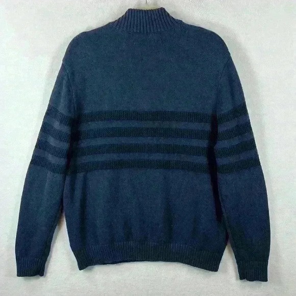 Tahari Men’s Sweater Sz XXL Navy 100% Cotton Long Sleeve Mock Neck Front 1/4 Zip - Picture 4 of 11